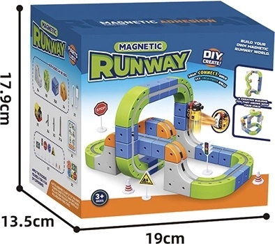 Magnetisk farverig racerbane med tog, 69 dele