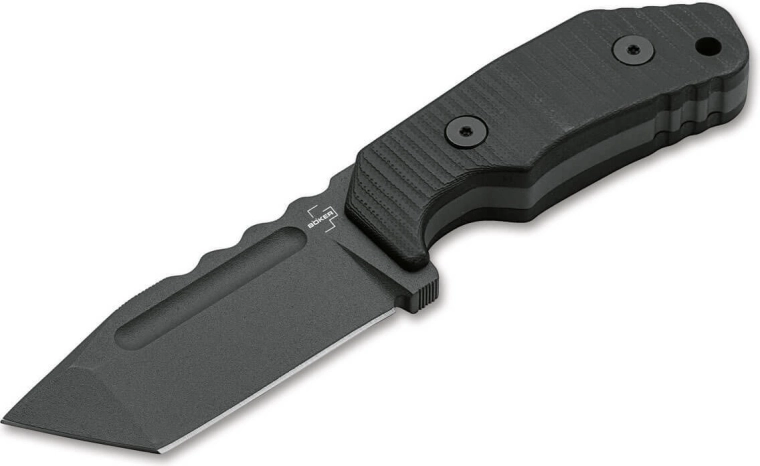 Böker Plus Little Dvalin Tanto Black fast kniv 8 cm, sort, G10, titanium, Kydex-skede