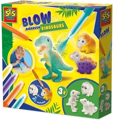 SES tuscher med airbrush-effekt – dinosaurer (3 figurer)