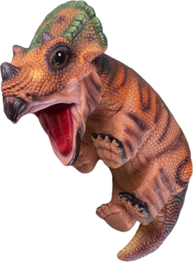 Brun hånddukke dinosaurunge 42 cm - 1 stk.