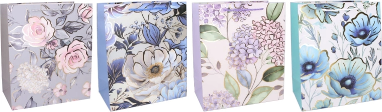 Gavepose af papir XS 14,5 × 15 × 6 cm – blomstermotiv, helårsbrug