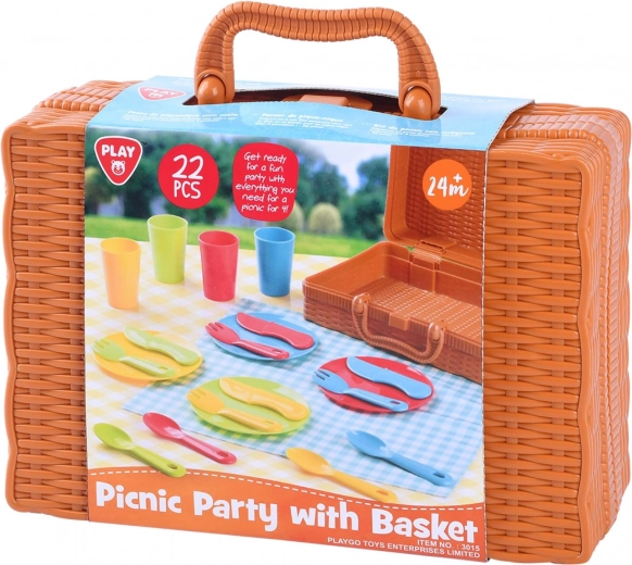 Picnickurv med service til børn, 22 dele