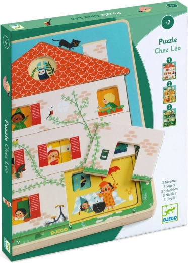 Træpuslespil Huset Chez Léo DJECO
