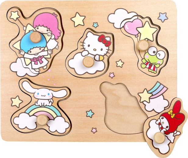 Træ-inlægningspuslespil med greb – Hello Kitty
