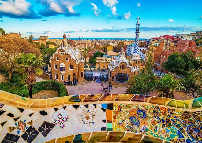 Puslespil Udsigt fra Park Güell i Barcelona 1000 brikker