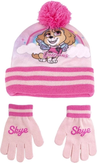Sæt med hue og handsker Paw Patrol pink, str. 53 - 1 stk.