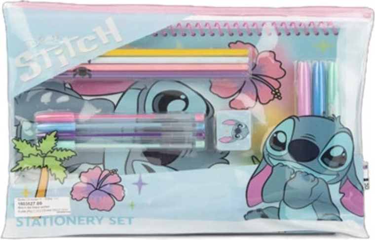 Skriveredskaber i mappe med Stitch