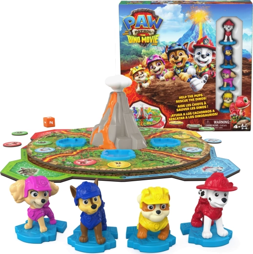 Paw Patrol Dino Movie-brætspil med drejelig vulkan