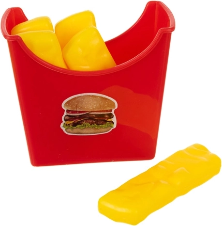Pommes frites og saucer som i virkeligheden