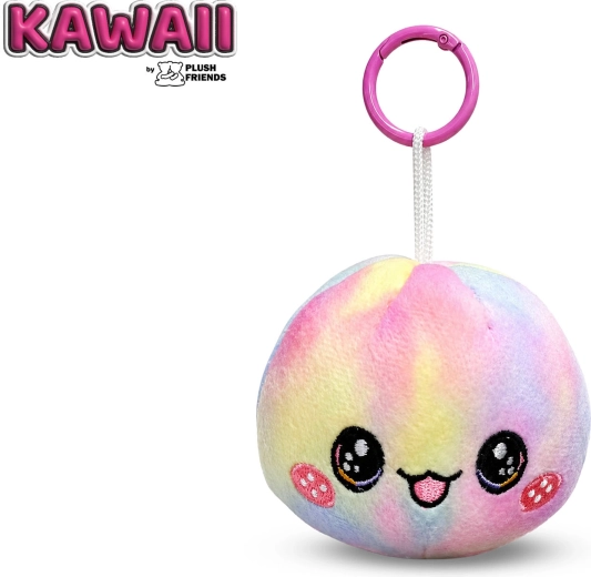 Plush Friends Kawaii regnbuefarvet plysnøglering Bao-dumpling 8 cm
