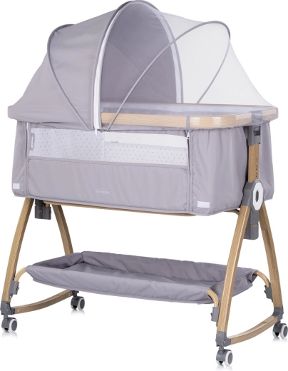 Chipolino Charisma premium bedside-seng 2-i-1 platinum wood