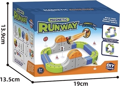 Magnetisk farverig bilbane med tog, 55 dele