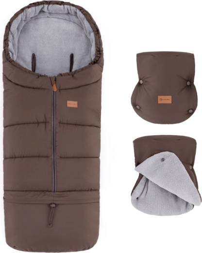 Petite&Mars sæt vinterkørepose Jibot 3i1 og barnevognshandsker Jasie dark walnut