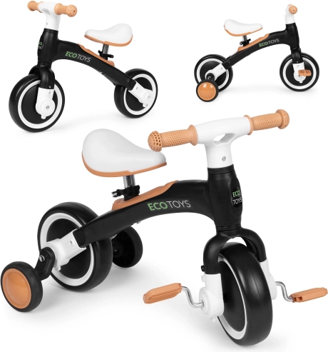 Løbecykel med pedaler 3i1 sort ECOTOYS