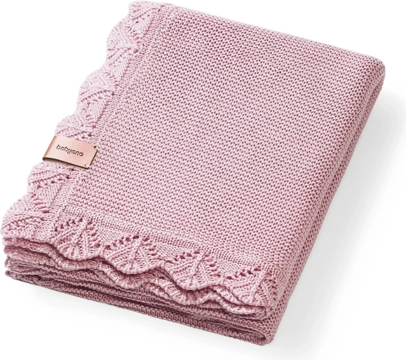 Baby bambusstrikket tæppe BABYONO, rosa 75 × 100 cm