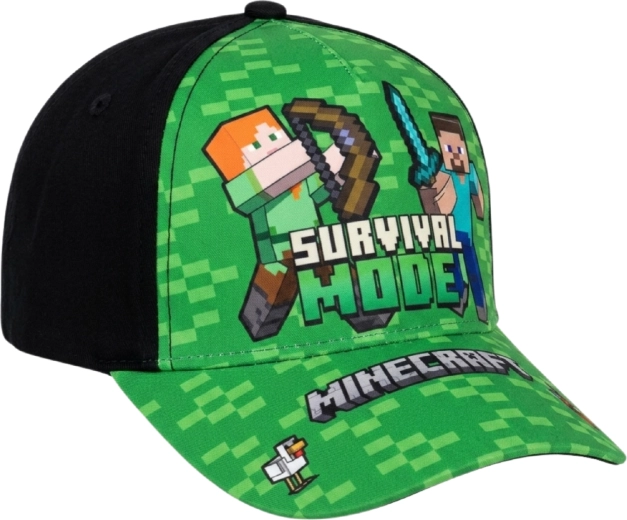Børnekasket Minecraft survival mode grøn-sort