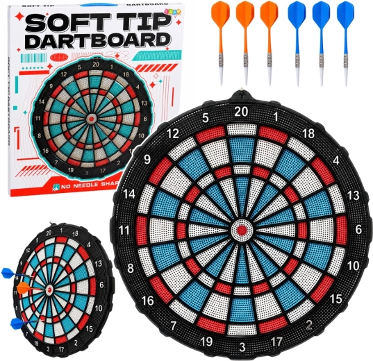 Soft tip dartskive 42,5 cm med sæt med 6 dartpile