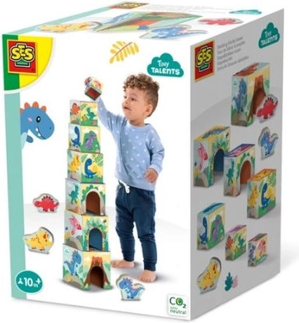 SES Creative tårn af klodser med dinofigurer