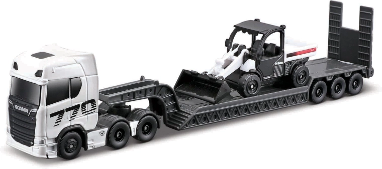 Maisto mini arbejdsmaskiner sæt med stor Scania 770S trækkervogn med Toolcat 5600 og skovl