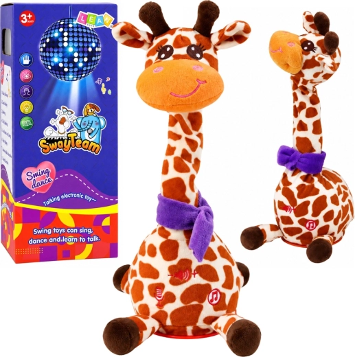 Interaktiv plysjgiraf, der danser, synger og gentager lyde, 30 cm