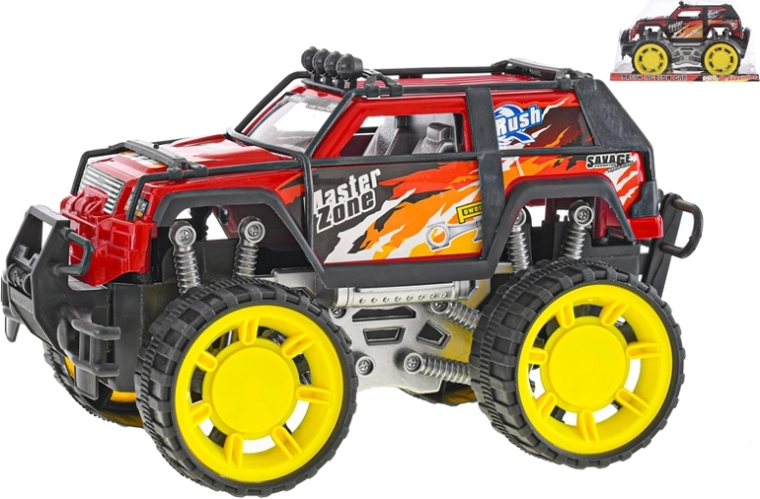Terrængående bil med friktionsmotor 26 cm – rød offroad med store hjul