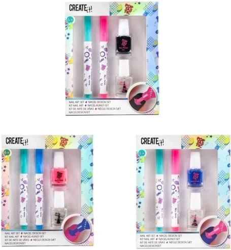 Create It! sæt med neglelakker og nail art-markere til negle