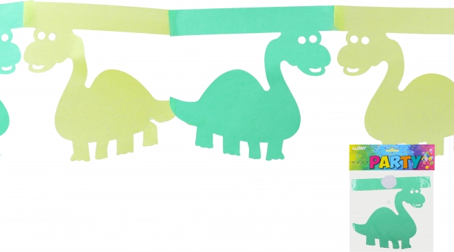 Grøn papirgirlande med dinosaurer 3 m