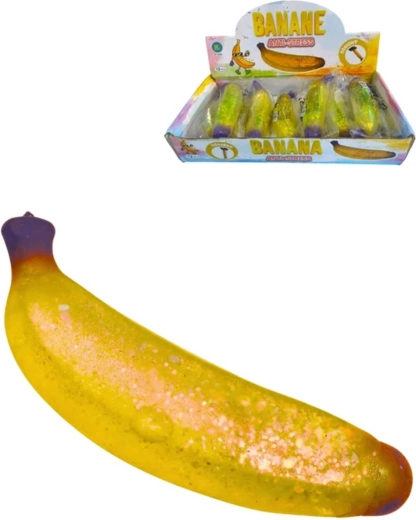 Glitrende klemme-antistress banan, strækbar - 1 stk.