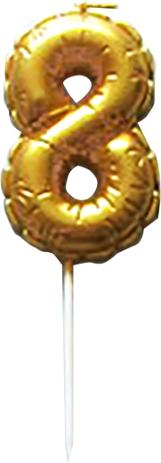 Kagelys tal 8 guld med spyd 6 cm TORO