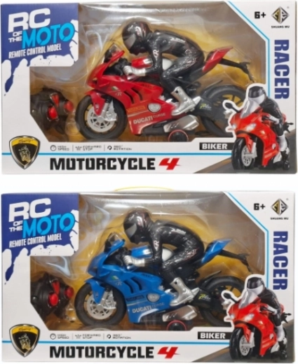 Fjernstyret sportsmotorcykel med rytterfigur og oplader - 1 stk.