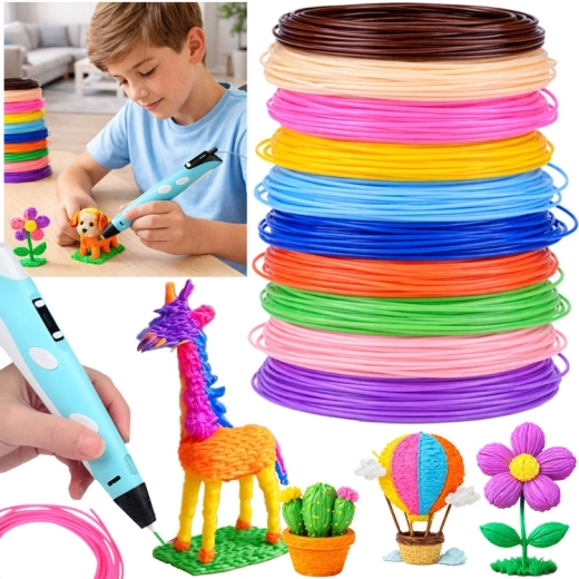Sæt PCL-filamenter til 3D-pen, 10 farver, 50 m