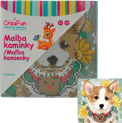 Diamantmaleri – tegnet hund 20 × 20 cm