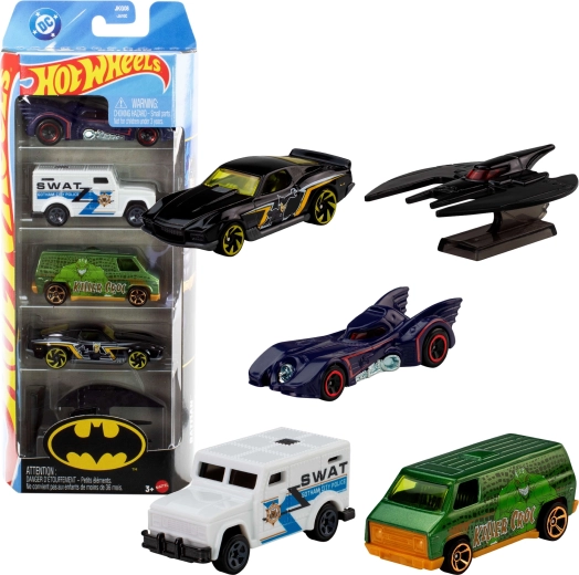 Hot Wheels DC Batman – sæt med 5 støbte biler 1:64 (ca. 7 cm)