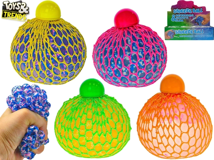 Elastisk net anti-stressbold med kugler 7 cm