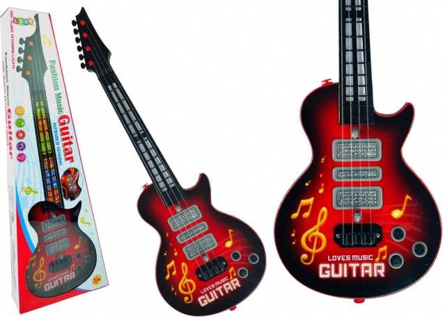 Elektrisk guitar med farverige lys Rød
