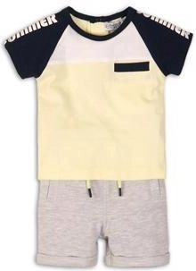 Dirkje børnesæt i 2 dele – T-shirt og shorts “Sunny summer is here”, gul/grå