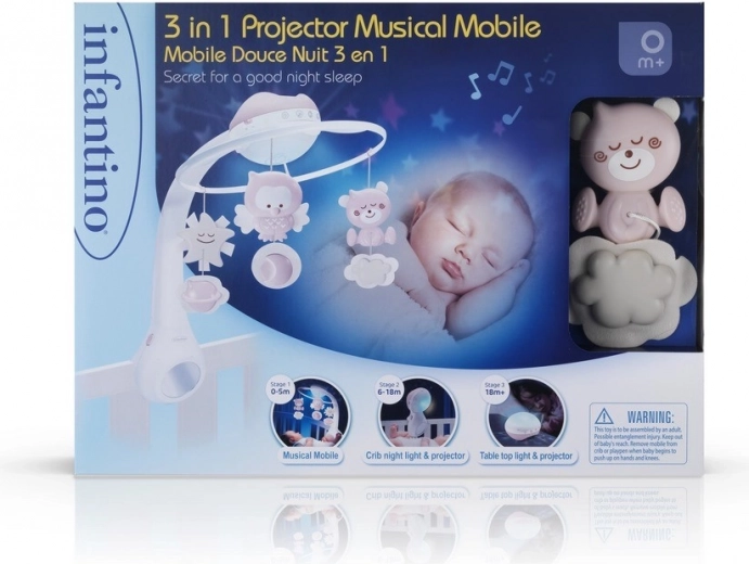 Infantino musikalsk karrusel 3-i-1 i pudderrosa