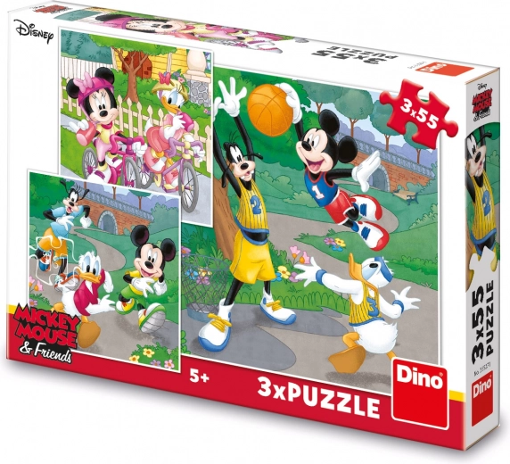Puslespil MICKEY OG MINNIE dyrker sport 3×55 brikker