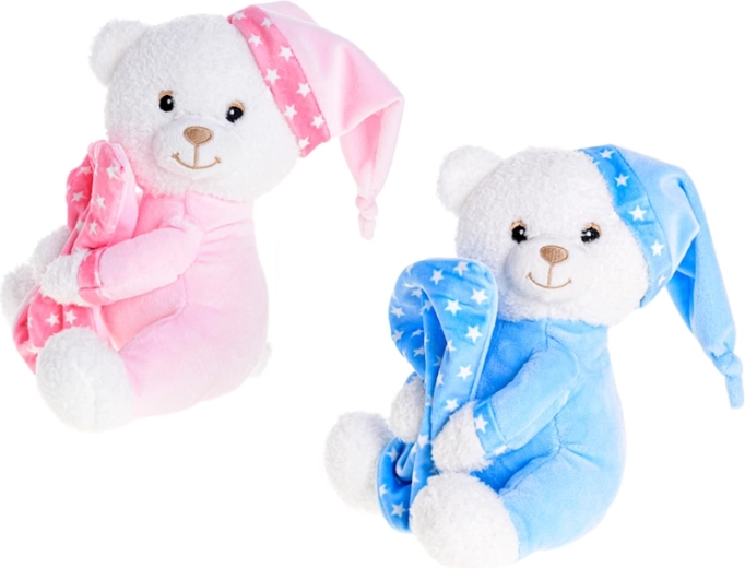 Plysset bamse med rangle 20 cm