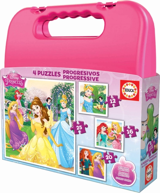 Puslespil i kuffert Disney prinsesser 4-i-1