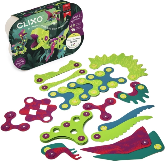 CLIXO Dino Discovery magnetisk byggesæt med 22 dele