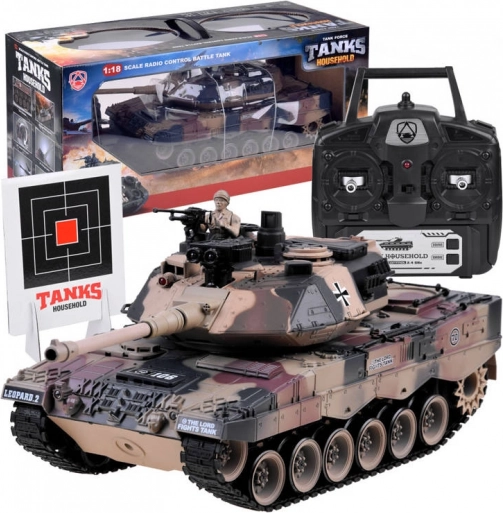 stor rc-tank leopard 2 1:18 med skydning
