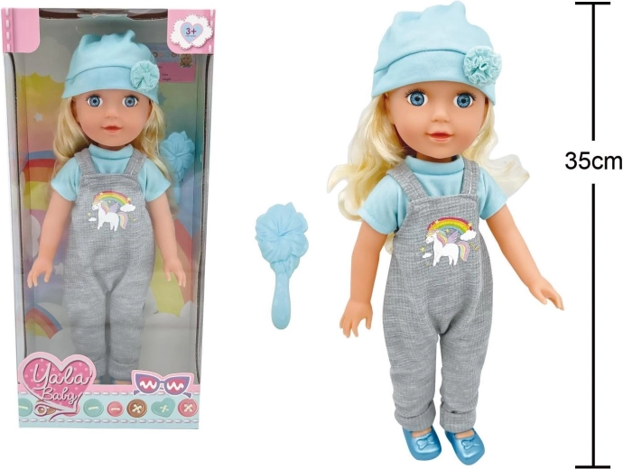 Dukke i overalls 35 cm - 1 stk.