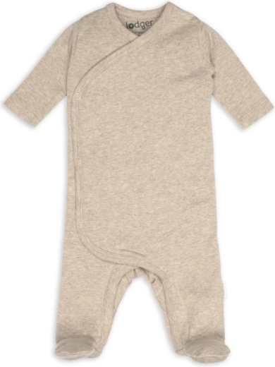 Lodger nyfødt heldragt med slå-om-lukning melange beige, str. 50
