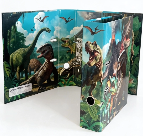 Designet brevordner A4 7,5 cm – dinosaurernes verden