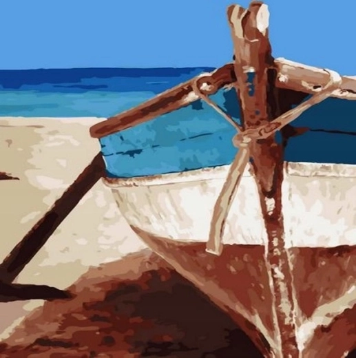 Norimpex Mal efter tal Båd på stranden 40 × 50 cm