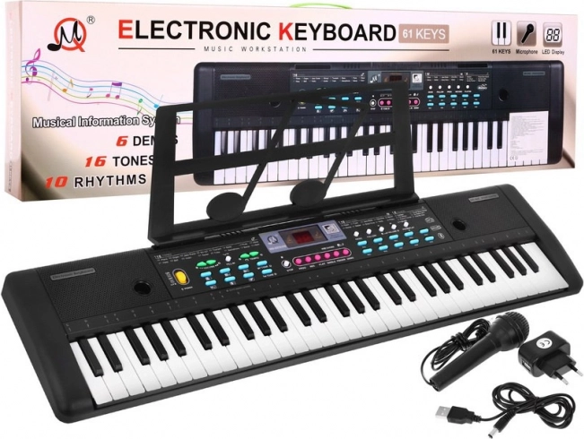 Keyboard til børn med mikrofon og nodestativ