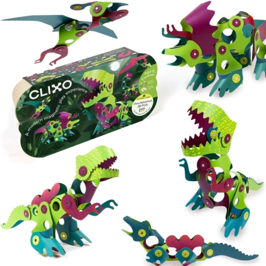 Clixo magnetisk byggesæt DINO, 36 dele