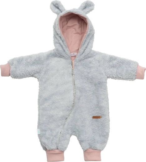 New Baby teddy bear grå-rosa vinteroverall til baby