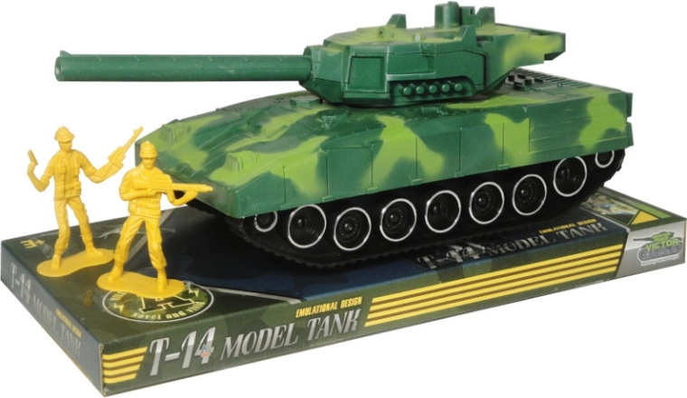 Tank med friktionsdrev og soldaterfigurer